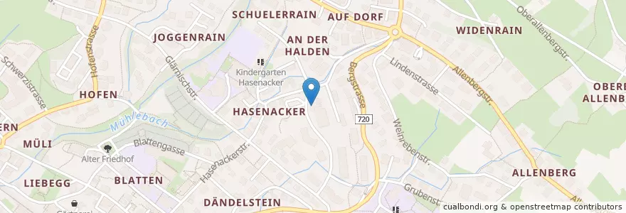 Mapa de ubicacion de Cafe-Bistro Hasenacker en Schweiz/Suisse/Svizzera/Svizra, Zürich, Bezirk Meilen, Männedorf.