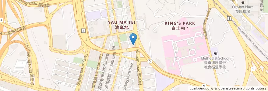 Mapa de ubicacion de 九龍中央郵政局 Kowloon Central Post Office en China, Guangdong, Hong Kong, Kowloon, Wilayah Baru, 油尖旺區 Yau Tsim Mong District.