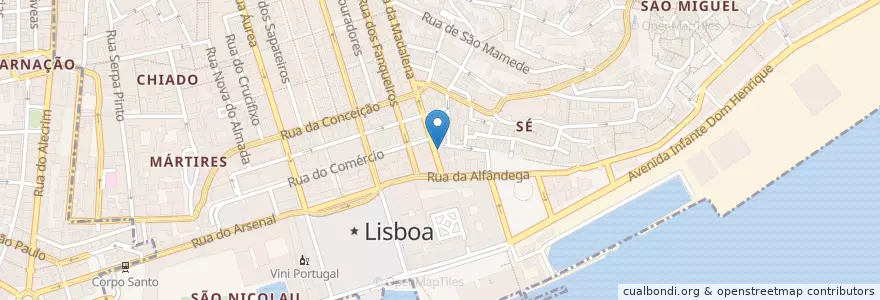Mapa de ubicacion de Tábuas Porto Wine Tavern en Portugal, Lissabon, Großraum Lissabon, Lissabon, Santa Maria Maior.