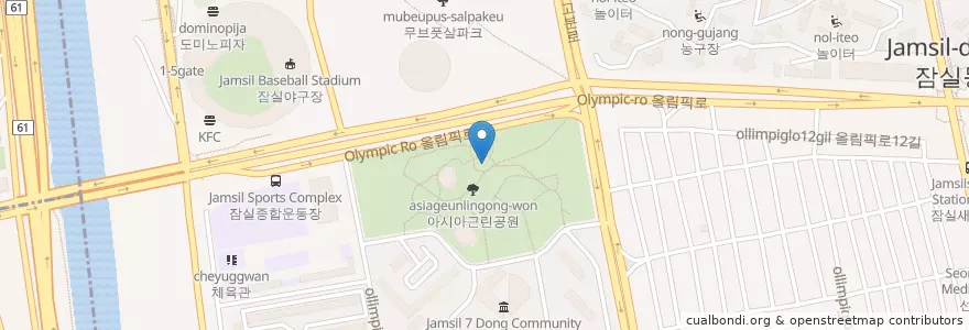 Mapa de ubicacion de 시계탑 en Corea Del Sud, Seul, 강남구, 송파구, 잠실7동.