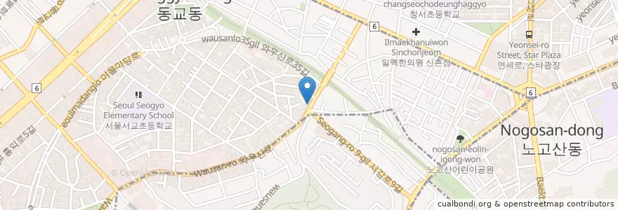 Mapa de ubicacion de 봉주르정식 en Corée Du Sud, Séoul, 마포구, 서교동.