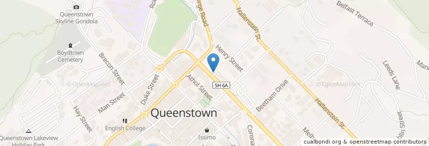 Mapa de ubicacion de Queenstown Play Centre en ニュージーランド, オタゴ, Queenstown-Lakes District.