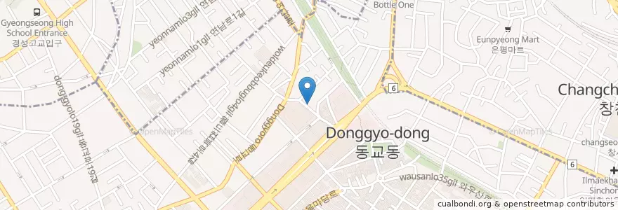 Mapa de ubicacion de 東寶城 en Güney Kore, Seul, 마포구, 서교동.