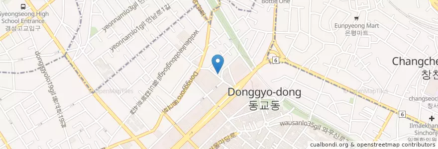 Mapa de ubicacion de 弘大崔代表烤肉 en 大韓民国, ソウル, 麻浦区, 西橋洞.