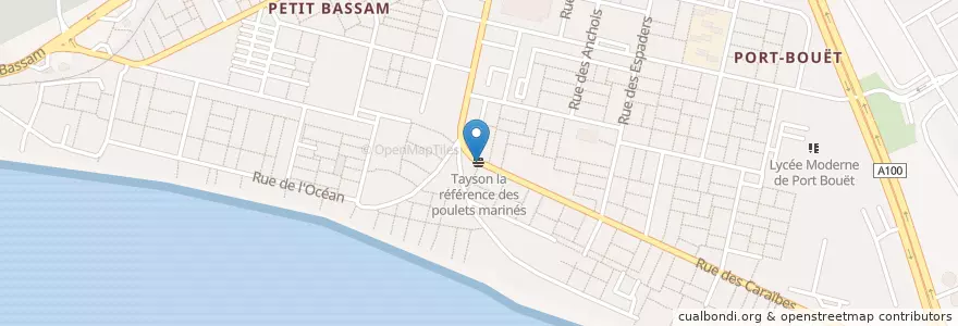 Mapa de ubicacion de Tayson la référence des poulets marinés en ساحل العاج, أبيدجان, Port-Bouët.