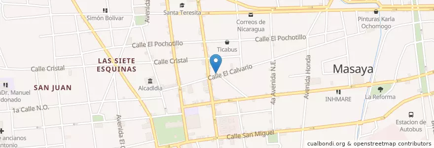 Mapa de ubicacion de Parada de urbano Masaya - la villa en Nicaragua, Masaya, Masaya (Municipio).