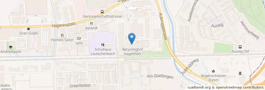 Mapa de ubicacion de Recyclinghof Hagenholz en Suisse, Zurich, District De Zurich, Zurich.