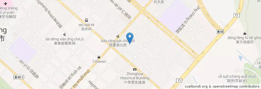 Mapa de ubicacion de 蘇天助素食麵 en 臺灣, 臺灣省, 臺東縣, 臺東市.