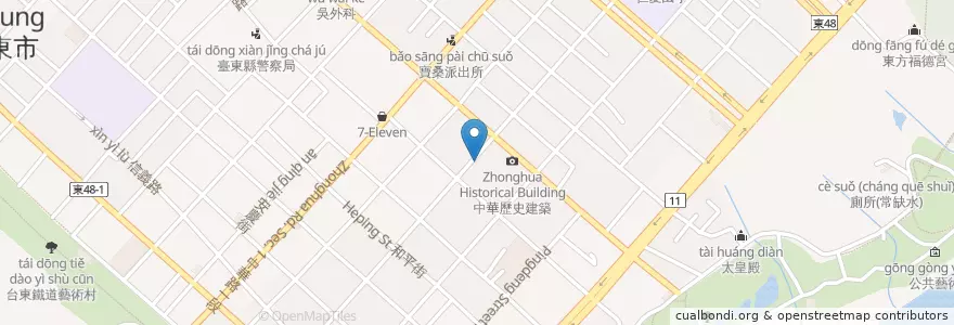 Mapa de ubicacion de 披薩工廠 en تایوان, 臺灣省, 臺東縣, 臺東市.