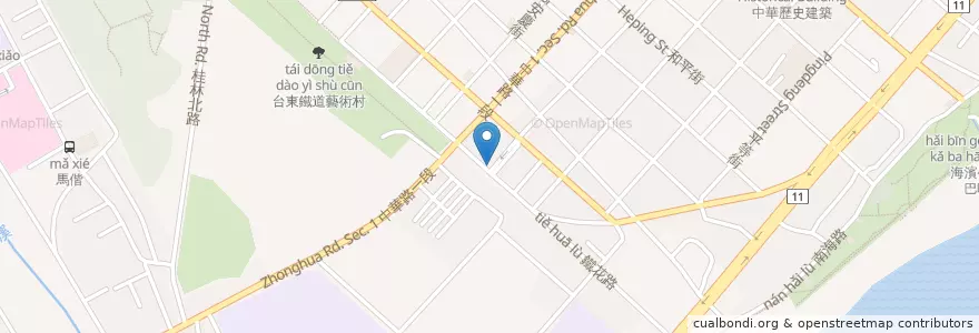 Mapa de ubicacion de 穗科手打烏龍麵 en 臺灣, 臺灣省, 臺東縣, 臺東市.