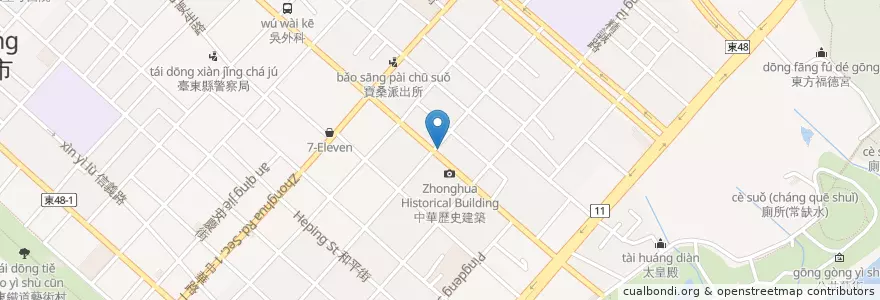 Mapa de ubicacion de 小地方素食館 en 臺灣, 臺灣省, 臺東縣, 臺東市.