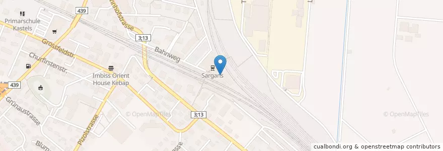 Mapa de ubicacion de Bahnhof Buffet en Svizzera, San Gallo, Wahlkreis Sarganserland, Sargans.
