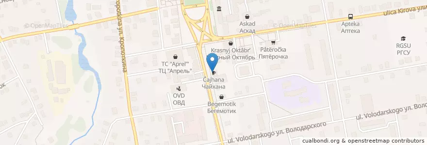 Mapa de ubicacion de Чайхана en 러시아, Центральный Федеральный Округ, Московская Область, Городской Округ Павловский Посад.