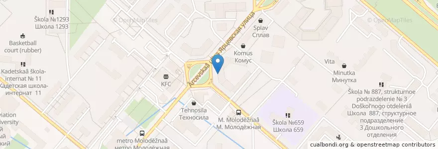 Mapa de ubicacion de ВТБ en ロシア, 中央連邦管区, モスクワ, Западный Административный Округ, Район Кунцево.