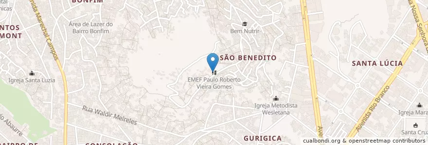 Mapa de ubicacion de EMEF Paulo Roberto Vieira Gomes en برزیل, منطقه جنوب شرقی برزیل, اسپیریتو سانتو, Região Geográfica Intermediária De Vitória, ویتوریا, Região Metropolitana Da Grande Vitória, Microrregião Vitória.