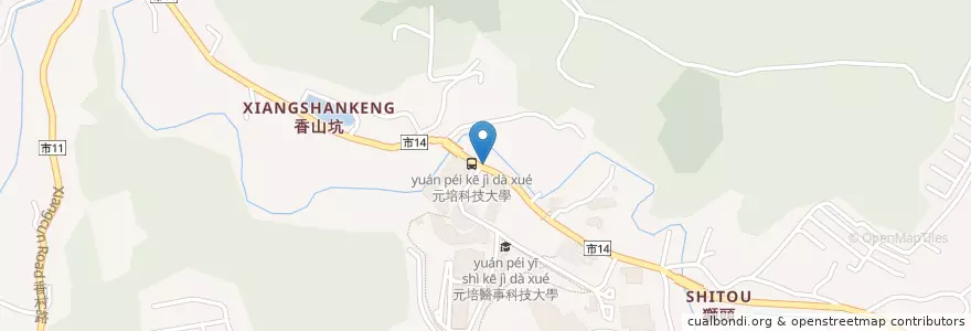 Mapa de ubicacion de 元培醫事科技大學 en Taiwan, Provincia Di Taiwan, Hsinchu, 香山區.