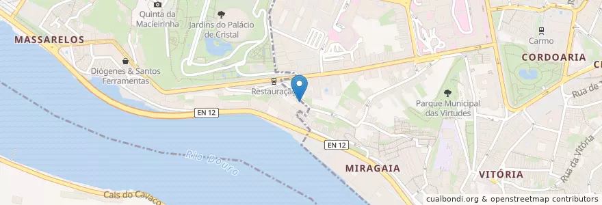 Mapa de ubicacion de Sardinha Alfândega en 포르투갈, 노르트 지방, 포르투, Área Metropolitana Do Porto, Porto, Cedofeita, Santo Ildefonso, Sé, Miragaia, São Nicolau E Vitória, Lordelo Do Ouro E Massarelos.
