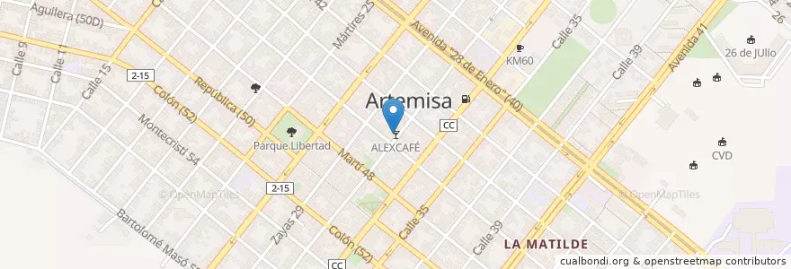 Mapa de ubicacion de ALEXCAFÉ en 古巴, Artemisa, Artemisa, Ciudad De Artemisa.