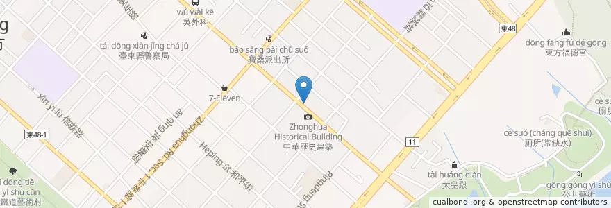 Mapa de ubicacion de 丹寧象 en تایوان, 臺灣省, 臺東縣, 臺東市.