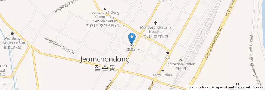 Mapa de ubicacion de KB Bank en Corea Del Sur, Gyeongsang Del Norte, 문경시.