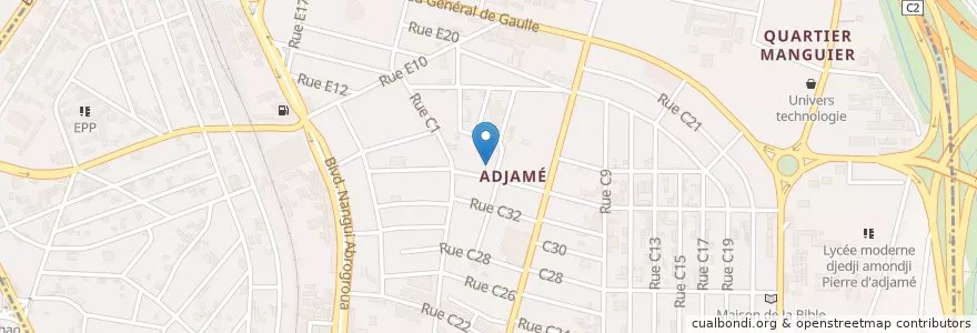 Mapa de ubicacion de Gare de vario en Ivory Coast, Abidjan, Adjamé.