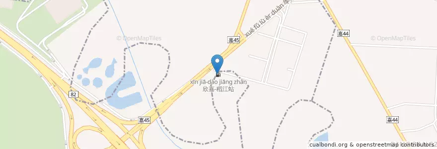 Mapa de ubicacion de 欣嘉-稻江站 en Taiwan, 臺灣省, 嘉義縣, 朴子市.