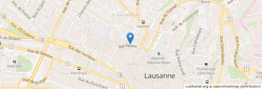 Mapa de ubicacion de Le Pointu - Café Bar & Brunch en Suiza, Valdia, District De Lausanne, Lausanne.