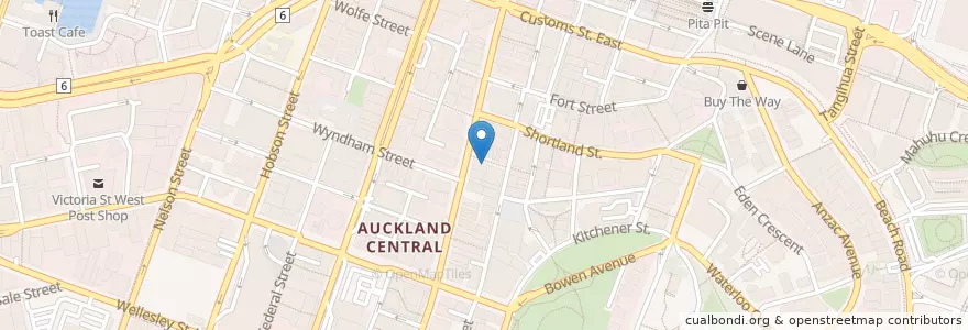 Mapa de ubicacion de Zambrero en Nouvelle-Zélande, Auckland, Waitematā.