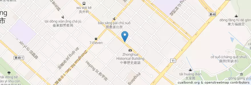 Mapa de ubicacion de 幸福綠豆湯 en تایوان, 臺灣省, 臺東縣, 臺東市.