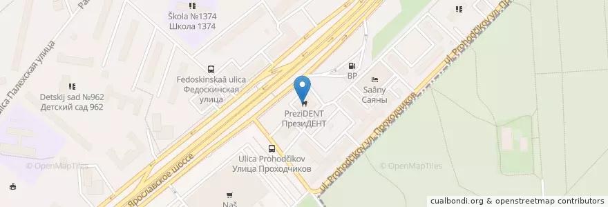 Mapa de ubicacion de ПрезиДЕНТ en Россия, Центральный Федеральный Округ, Москва, Северо-Восточный Административный Округ, Ярославский Район.