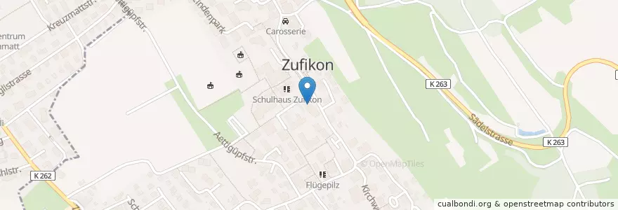 Mapa de ubicacion de Raiffeisenbank Zufikon en Schweiz/Suisse/Svizzera/Svizra, Aargau, Bezirk Bremgarten, Zufikon.
