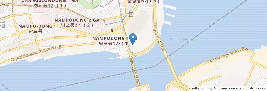 Mapa de ubicacion de 롯데백화점 광복점 en 대한민국, 부산, 중구, 중앙동.