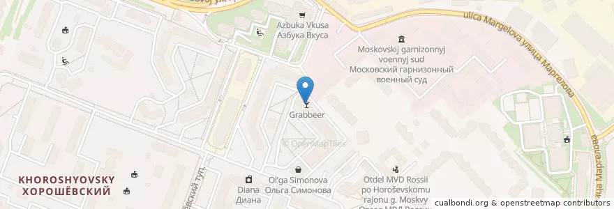 Mapa de ubicacion de Grabbeer en Rusia, Центральный Федеральный Округ, Москва, Северный Административный Округ, Хорошёвский Район.