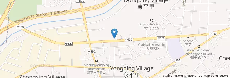 Mapa de ubicacion de 張記麵食館 en Тайвань, Тайчжун, 太平區.
