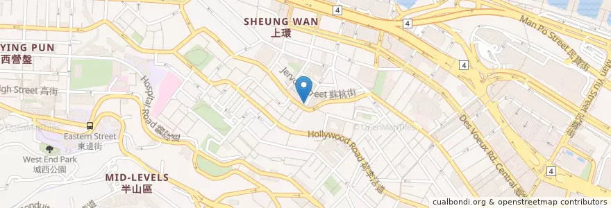 Mapa de ubicacion de Brew Bros en China, Guangdong, Hongkong, Hong Kong Island, New Territories, 中西區 Central And Western District.