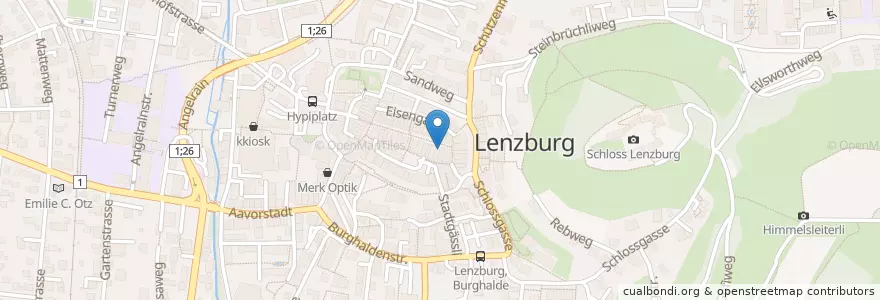 Mapa de ubicacion de Postagentur 5600 Stadt Lenzburg en İsviçre, Aargau, Bezirk Lenzburg, Lenzburg.
