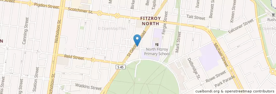 Mapa de ubicacion de Bargoonga Nganjin, North Fitzroy Library en Australië, Victoria, City Of Yarra.