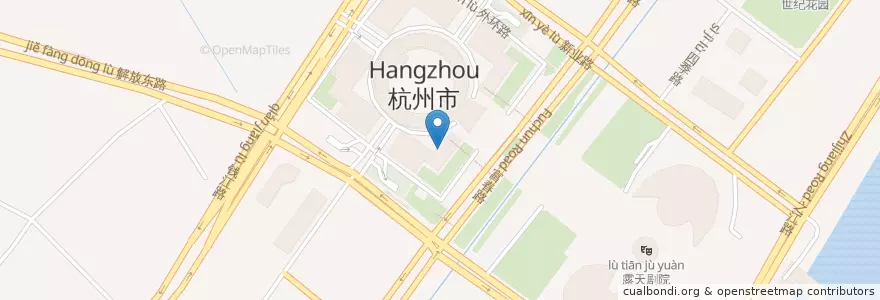 Mapa de ubicacion de 市民中心员工餐厅 en China, Zhejiang, Hangzhou City, Jianggan District, 四季青街道.