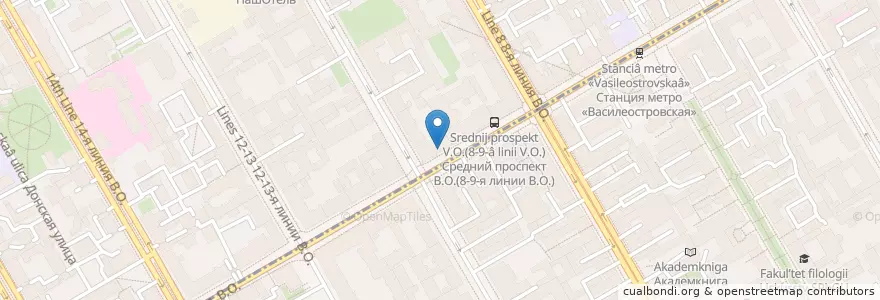 Mapa de ubicacion de Шоколадница en Russland, Föderationskreis Nordwest, Oblast Leningrad, Sankt Petersburg, Василеостровский Район, Bezirk Wassiljewski.