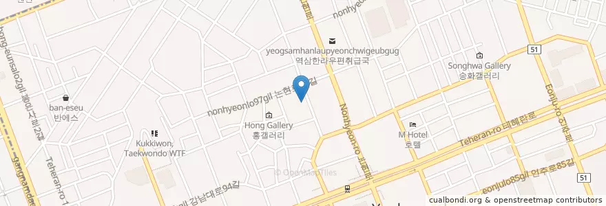 Mapa de ubicacion de 속초붉은대게 en Südkorea, Seoul, 강남구, 역삼동, 역삼1동.