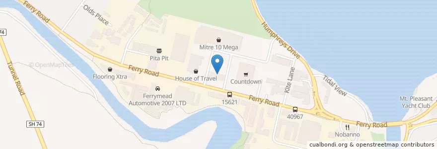 Mapa de ubicacion de Dispence en New Zealand / Aotearoa, Canterbury, Christchurch City, Linwood-Central-Heathcote Community, Ferrymead.