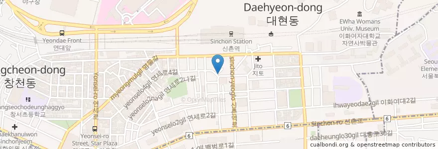 Mapa de ubicacion de 고냉지 en Corea Del Sud, Seul, 마포구, 신촌동.