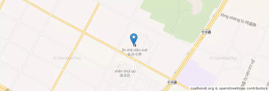 Mapa de ubicacion de 金沙小学 en 中国, 四川省, 成都市, 青羊区.