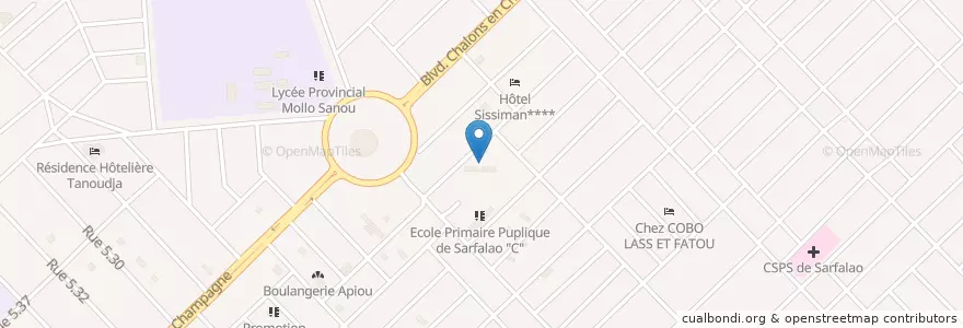 Mapa de ubicacion de Ecole Primaire Puplique de Sarfalao "A" en Burquina Faso, Hauts-Bassins, Houet.