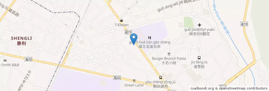 Mapa de ubicacion de 必勝客 en تایوان, 臺灣省, هوالاین, 花蓮市.