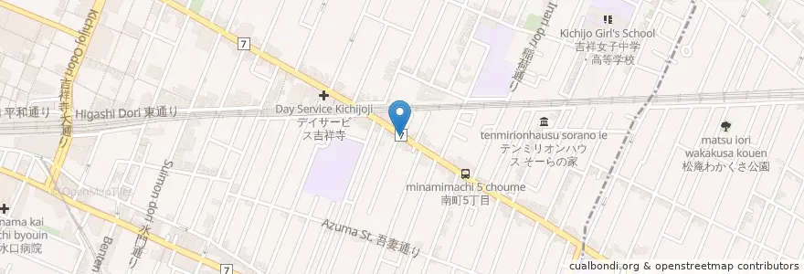 Mapa de ubicacion de 吉祥寺南町郵便局 en Japonya, 東京都, 武蔵野市.