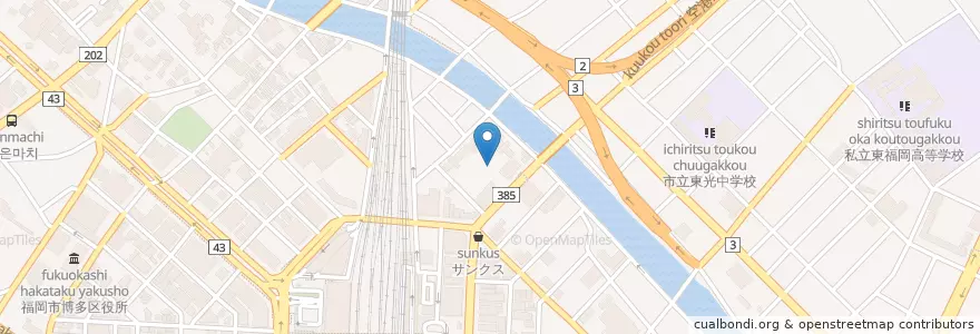 Mapa de ubicacion de 福岡市立堅粕小学校 en Japon, Préfecture De Fukuoka, 福岡市, 博多区.