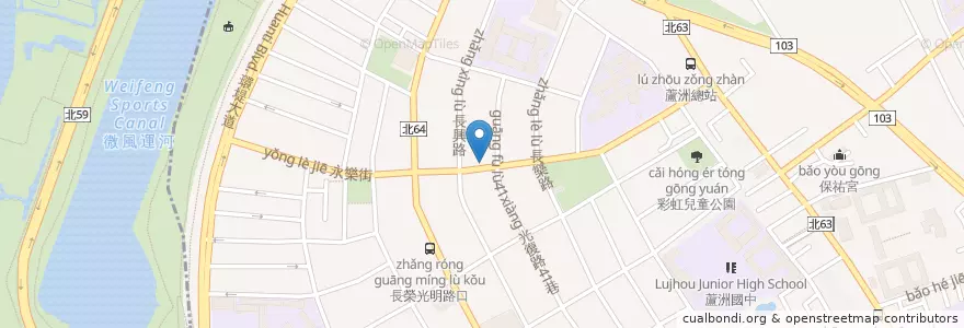 Mapa de ubicacion de 耍廢早午餐 en Тайвань, Новый Тайбэй, 蘆洲區, 五股區.