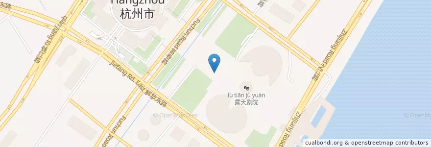 Mapa de ubicacion de 粥饭之家砂之船店 en China, Zhejiang, 杭州市, 江干区, 四季青街道.
