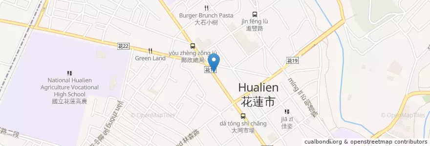 Mapa de ubicacion de 中國信託商業銀行 en Taiwán, Provincia De Taiwán, Condado De Hualien, 花蓮市.